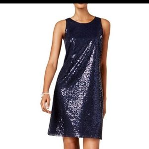 NWOT Nordstrom Navy Sequin Cocktail Shift Dress